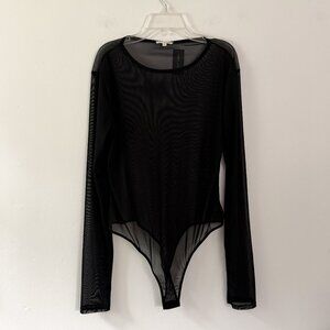 wet seal NWT // black sheer mesh longsleeve bodysuit XL
